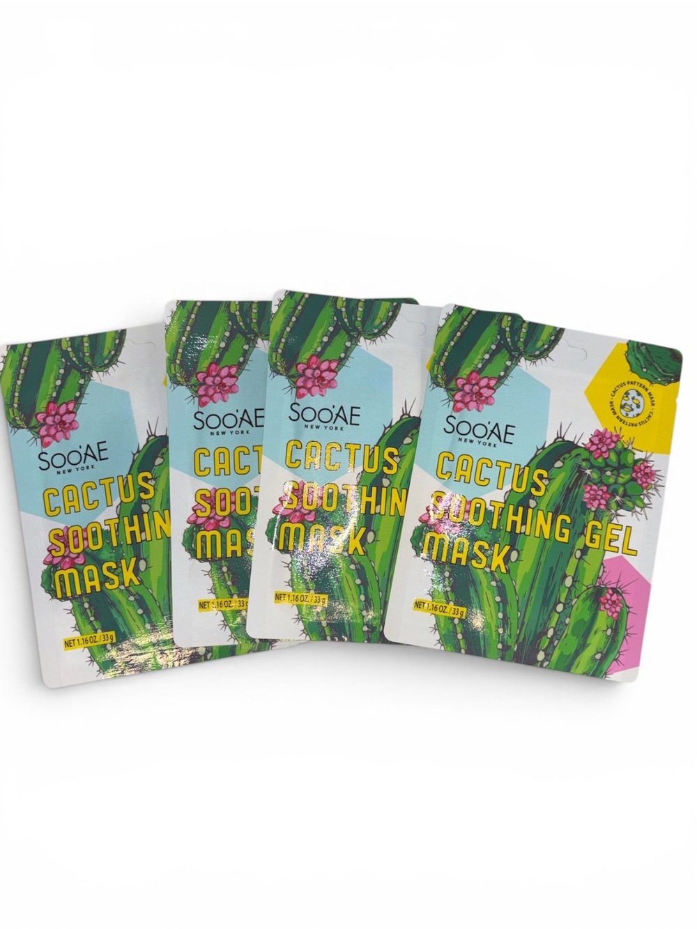 SooAE Cactus Soothing Gel Mask - Hydrating Sheet Mask (Set of 4)